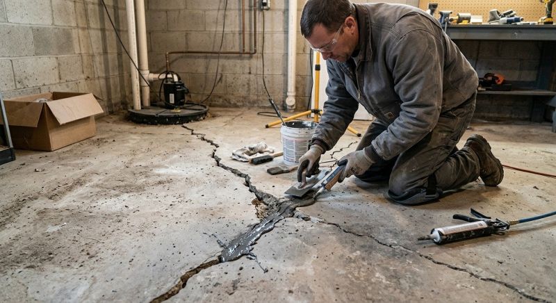 Cracked Basement Floor Repair in Milford, CT
