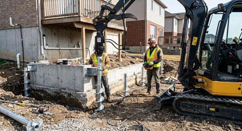 Helical Piers Installation in Milford, CT