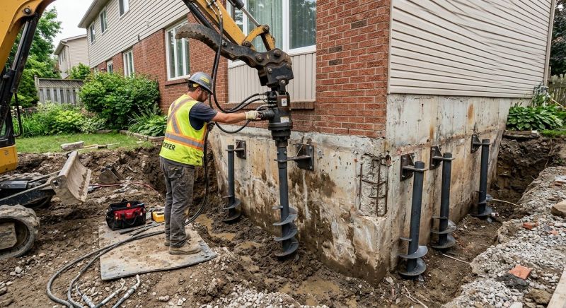 Helical Piers Installation in Milford, CT