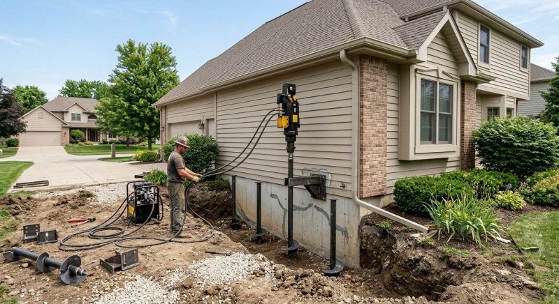 Helical Piers Installation in Milford, CT